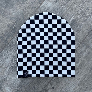 Checkered (Black) | Jersey Knit Beanie - Beanies