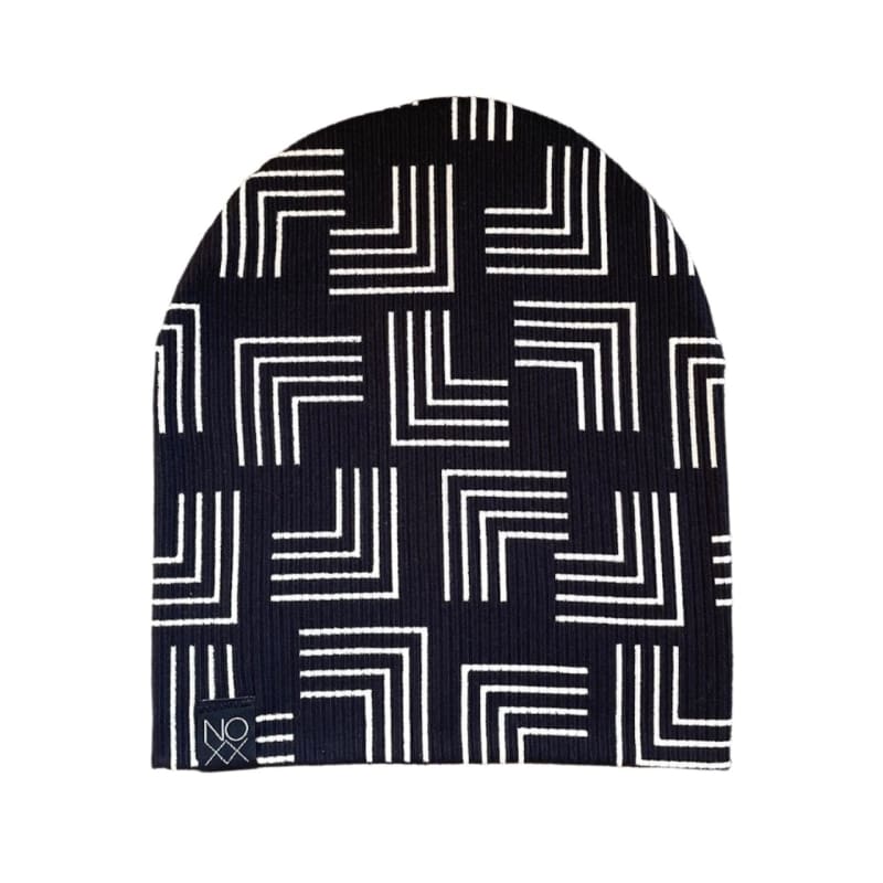 Black Geo | Ribbed Knit Beanie - Beanies