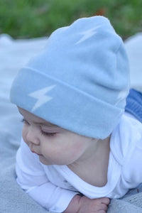Blue Lightning Bolt | Cozy Sweater Knit Beanie - Beanies