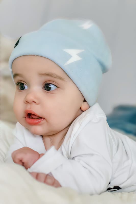 Blue Lightning Bolt | Cozy Sweater Knit Beanie - Beanies