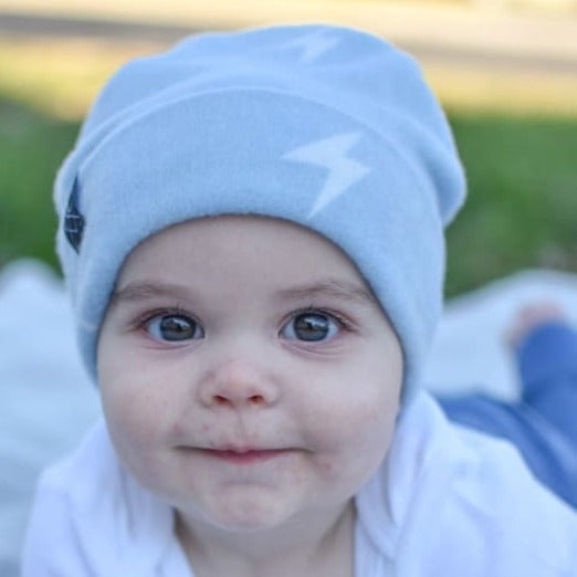 Blue Lightning Bolt | Cozy Sweater Knit Beanie - Beanies
