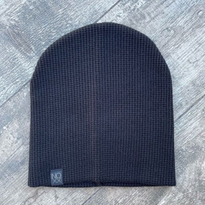 Black | Chunky Waffle Knit Beanie - Beanies