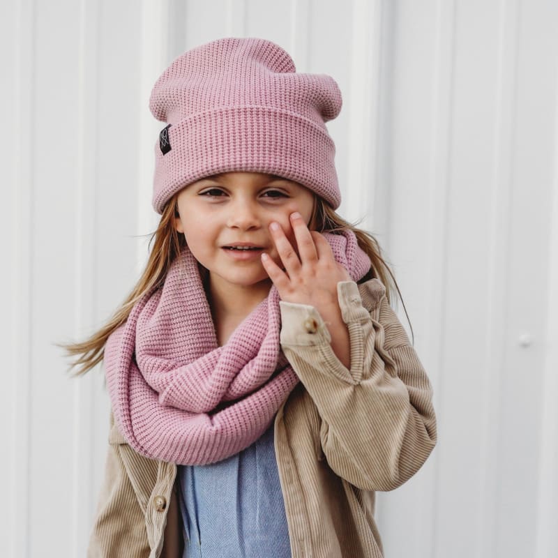 Chunky Knit Beanie | Light Mauve - Beanies