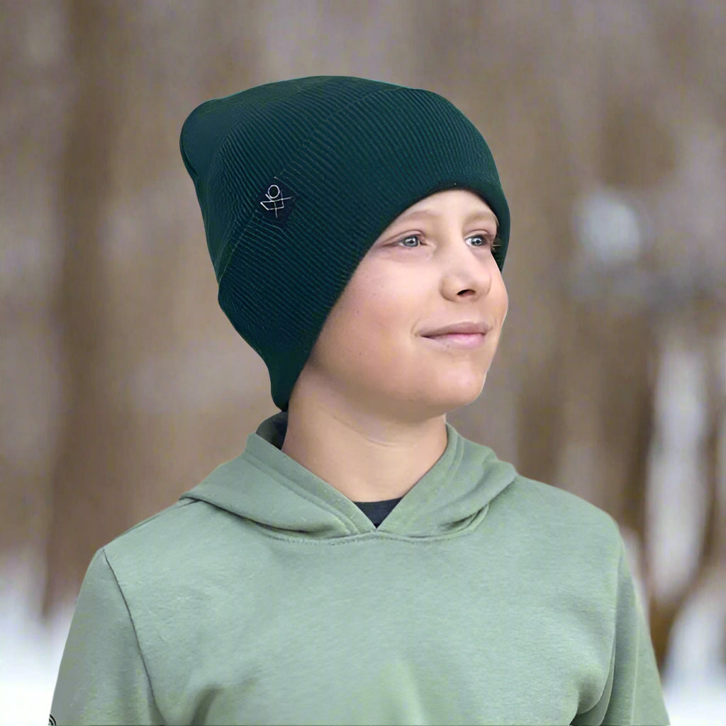 Cuff Knit Beanie: FOREST GREEN - Beanies
