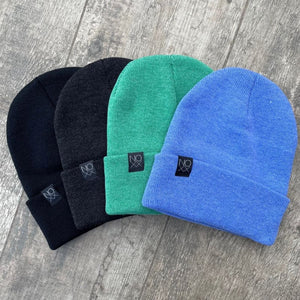Cuff Knit Beanie: HEATHER BLUE - Beanies