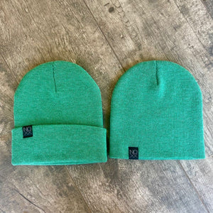 Cuff Knit Beanie: HEATHER GREEN - Beanies