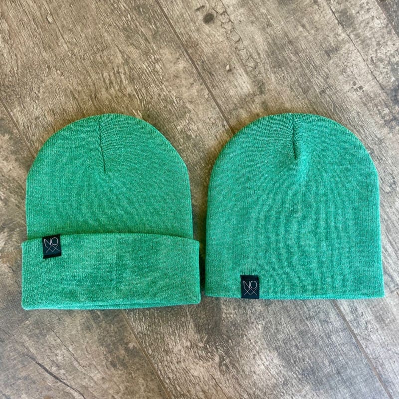 Cuff Knit Beanie: HEATHER GREEN - Beanies