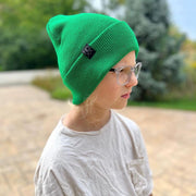 Cuff Knit Beanie: KELLY GREEN - Beanies