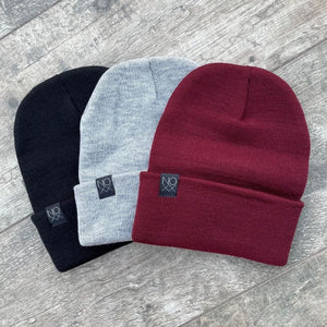 Cuff Knit Beanie: MAROON - Beanies