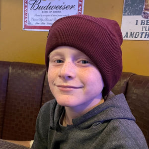 Cuff Knit Beanie: MAROON - Beanies