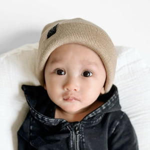 Cuff Knit Beanie: SAND - Beanies