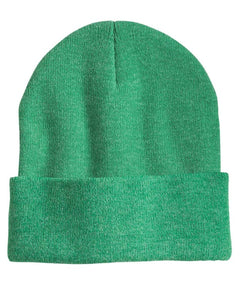 Cuff Knit Beanies: MISC COLORS - Heather Kelly Green - Beanies