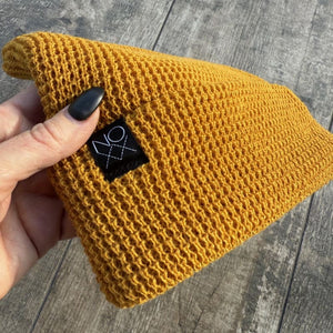Cuffed Waffle Knit Beanies - Beanies
