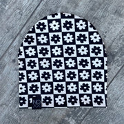 Floral Checkered | Jersey Knit Beanie - Beanies