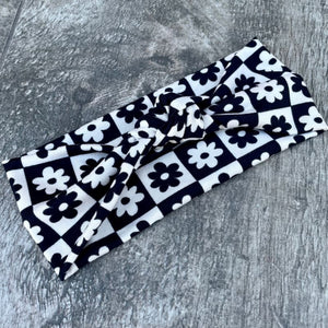 Floral Checkered | Knotted Headband - Headbands