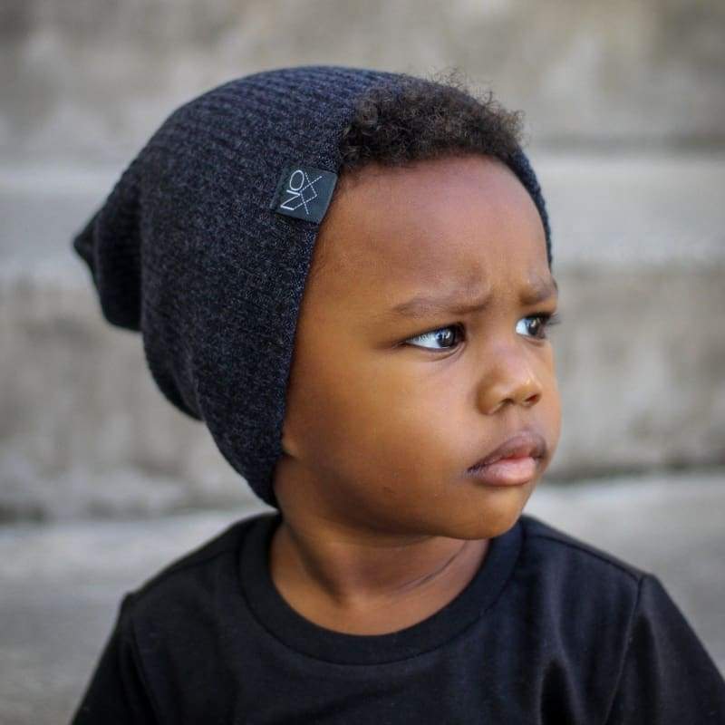 Heather Black | Chunky Ribbed Knit Beanie - Beanies