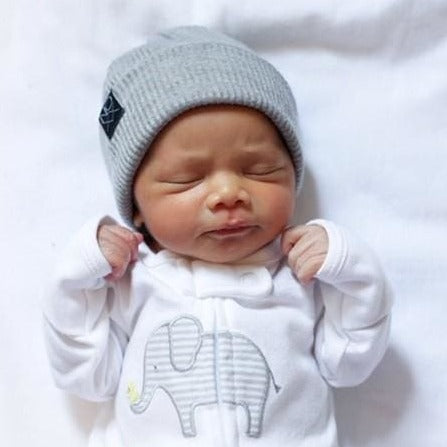 Heather Gray Ribbed Knit Beanie Newborn NOXX