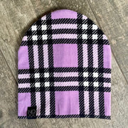 Lavender Plaid | Sweater Knit Beanie - Beanies