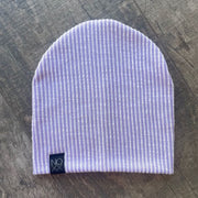 Lilac Stripes | Sweater Knit Beanie - Beanies
