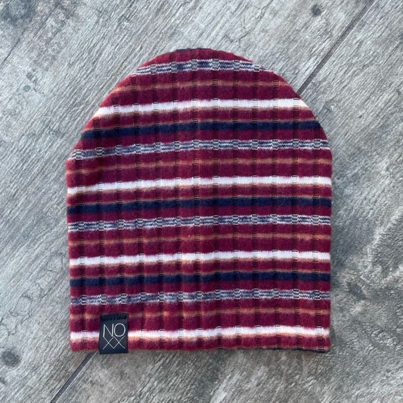 Maroon Stripes | Cozy Ribbed Knit Beanie - Beanies