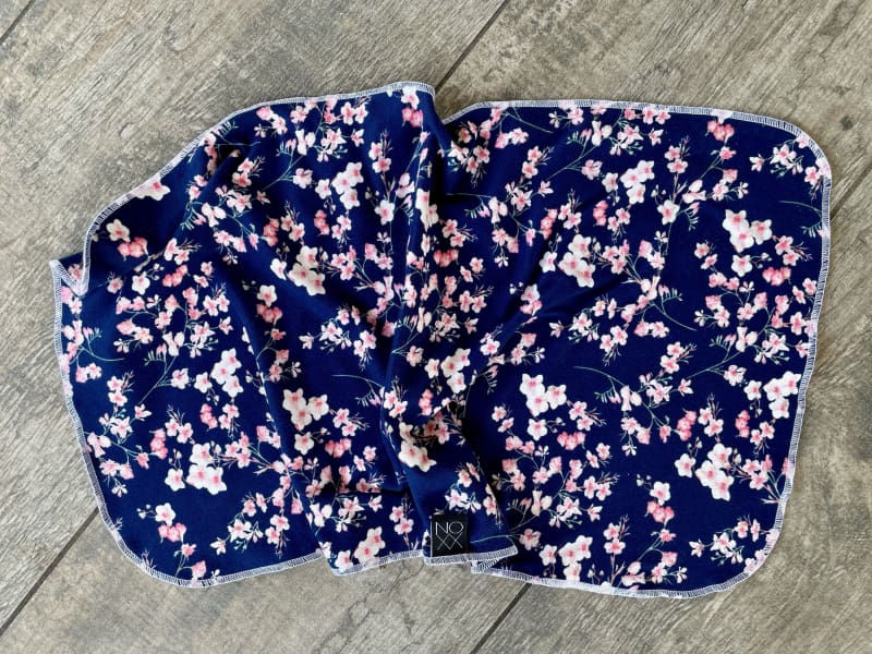 Multiple Color Choices | Jersey Knit Burp Cloths - Navy w/Pink Floral - Burp Cloth