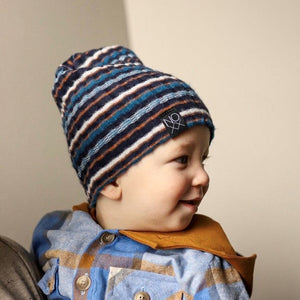 Navy Stripes | Cozy Ribbed Knit Beanie - Beanies