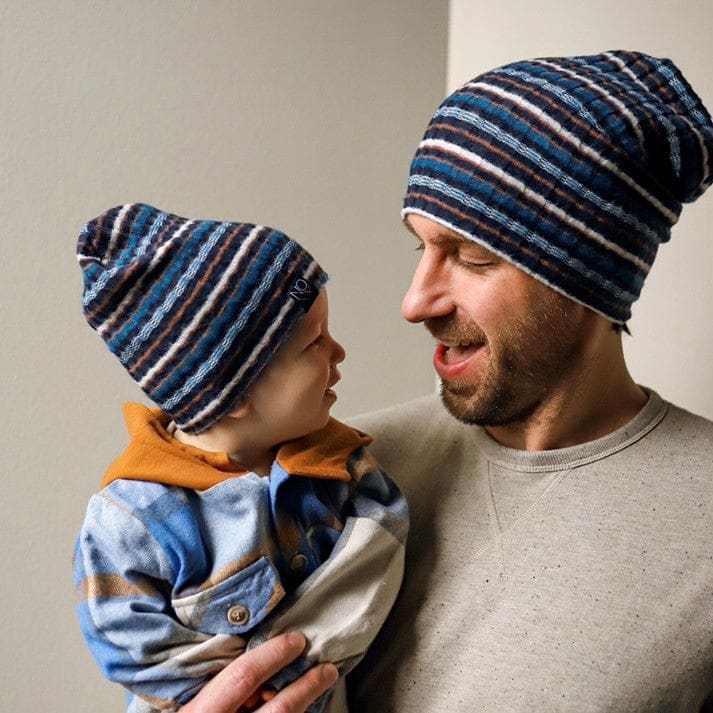 Navy Stripes Cozy Ribbed Knit Beanie - Main Image