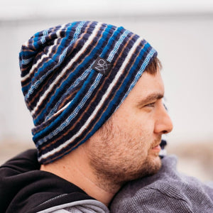 Navy Stripes | Cozy Ribbed Knit Beanie - Beanies