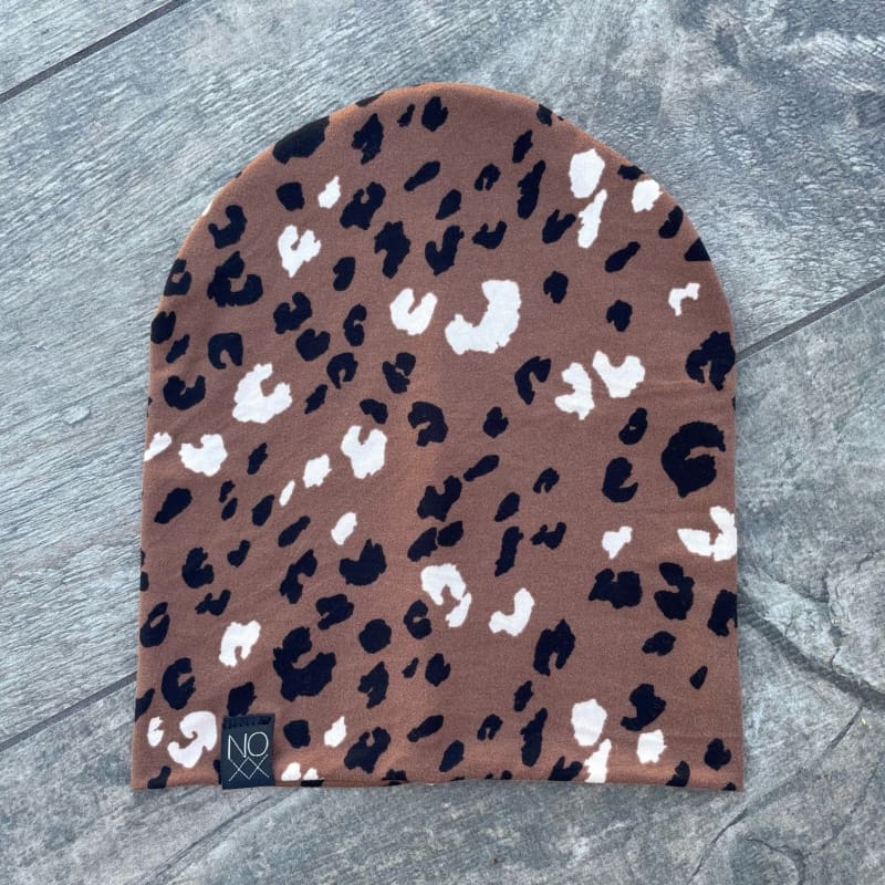 Neutral Cheetah | Jersey Knit Beanie - Beanies