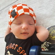Orange Checkered | Jersey Knit Beanie - Beanies
