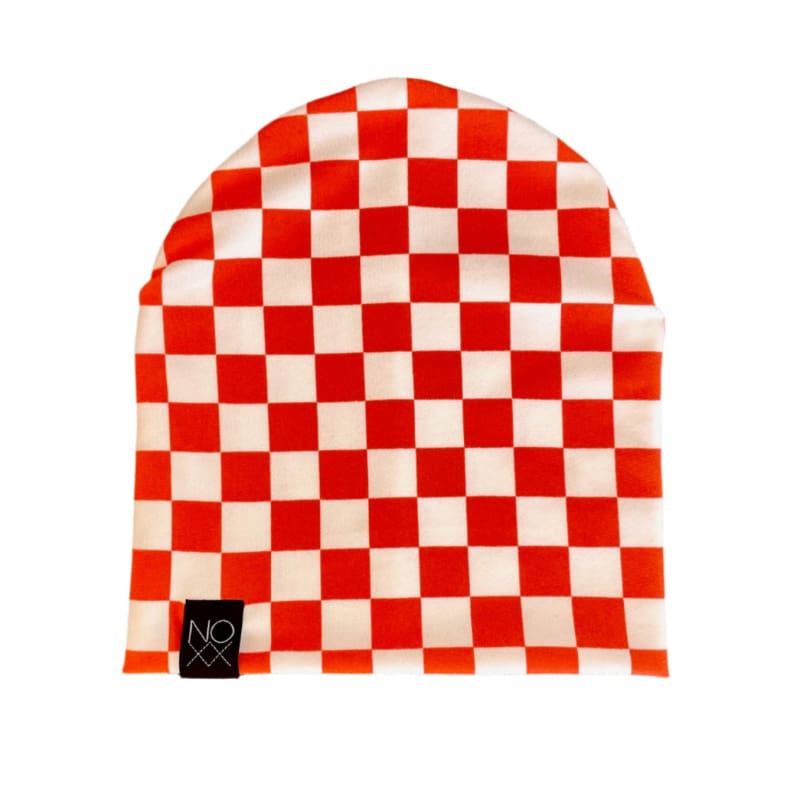 Orange Checkered | Jersey Knit Beanie - Beanies
