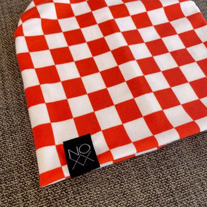 Orange Checkered | Jersey Knit Beanie - Beanies