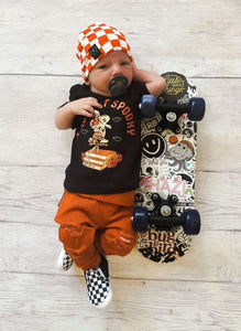 Orange Checkered | Jersey Knit Beanie - Beanies