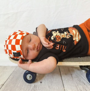 Orange Checkered | Jersey Knit Beanie - Beanies