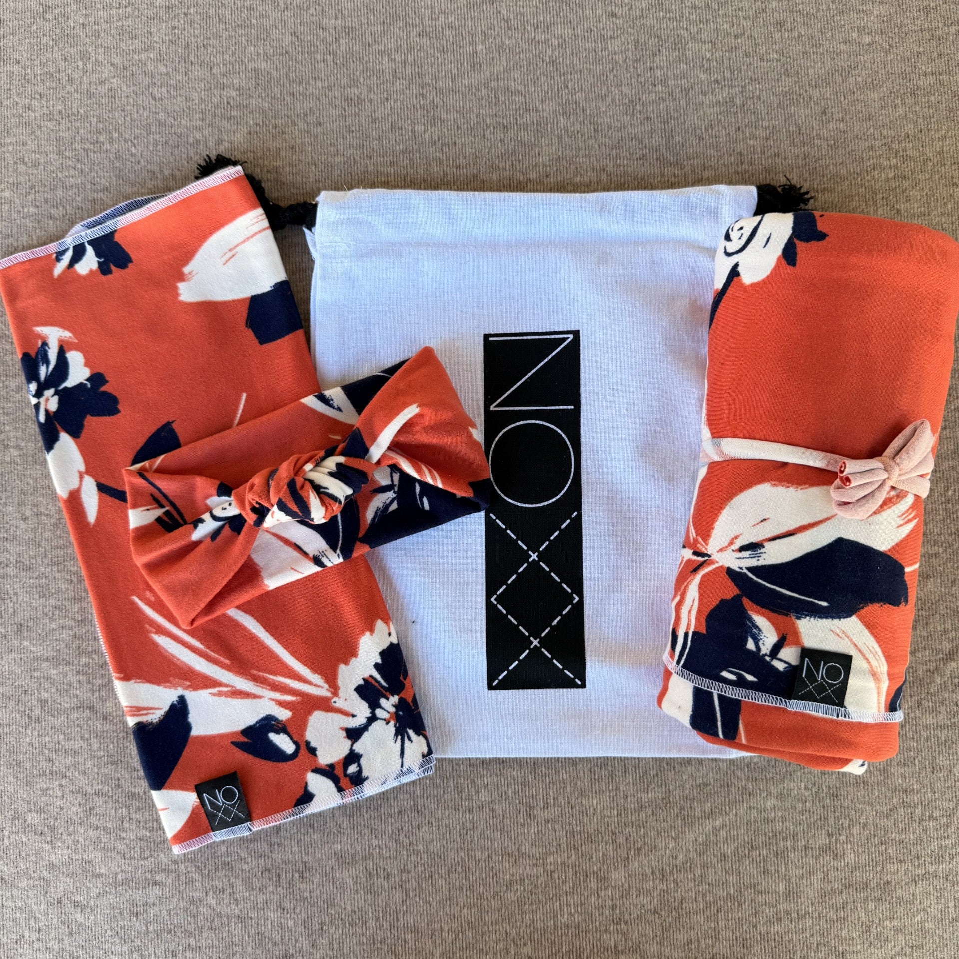 Orange/Navy Floral | Newborn or Infant Bundle