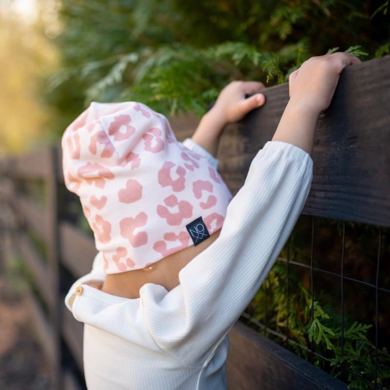 Peachy Pink Cheetah | Sweater Knit Beanie - Beanies
