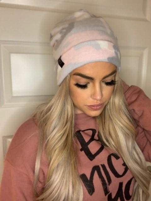 Pink Camo | Cozy Sweater Knit Beanie - Beanies