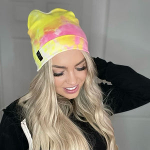 Pink Lemonade Tie-Dye | Jersey Knit Beanie - Beanies