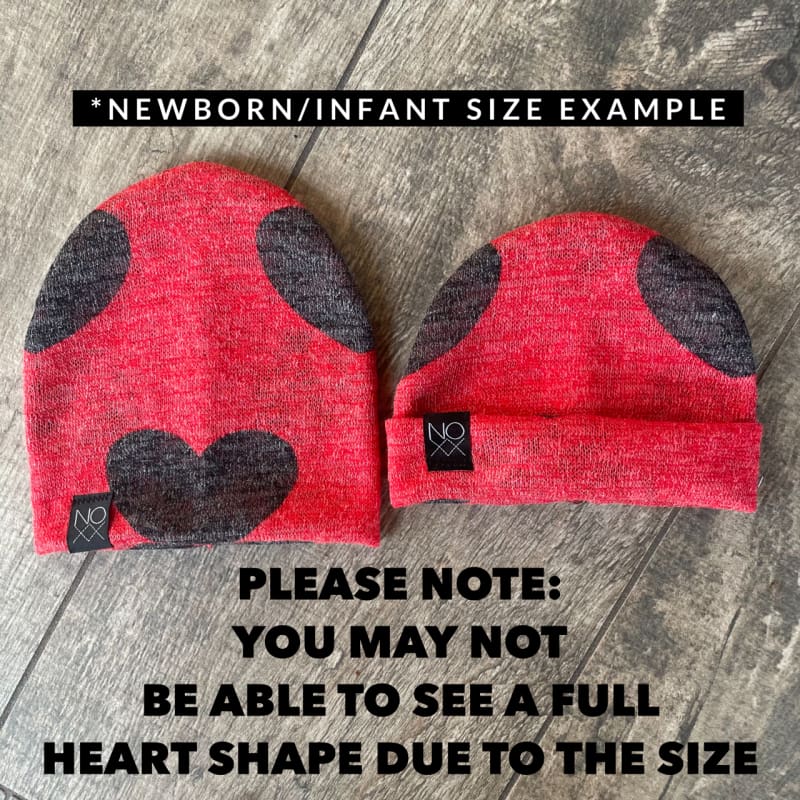 Red/Black Hearts | Sweater Knit Beanie - Beanies
