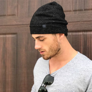 Speckled Black | Cozy Sweater Knit Beanie - Beanies