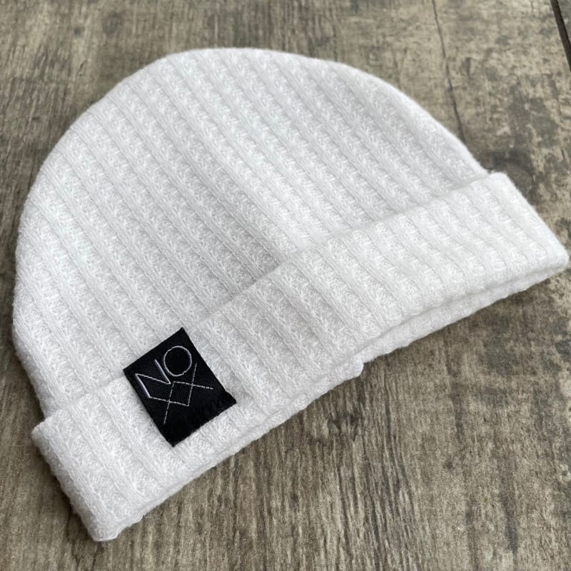 White | Waffle Knit Beanie - Beanies