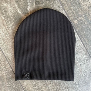 Black | Ribbed Knit Beanie - Beanies