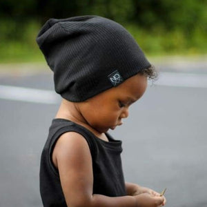 Black | Ribbed Knit Beanie - Beanies