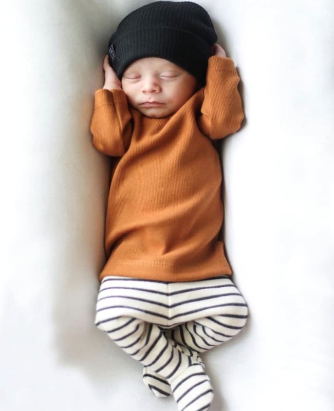 Black | Ribbed Knit Beanie - Newborn - Beanies