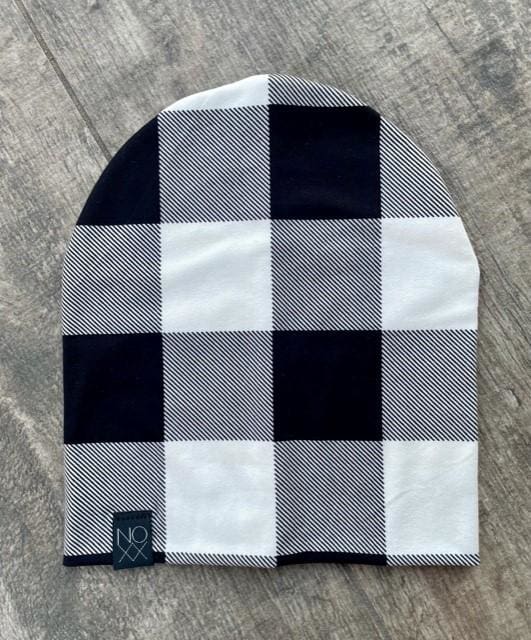 Black/White Buffalo Plaid | Jersey Knit Beanie - Beanies