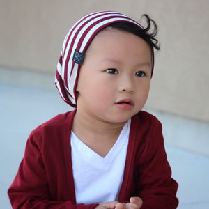 Burgundy Stripes | Jersey Knit Beanie - Beanies