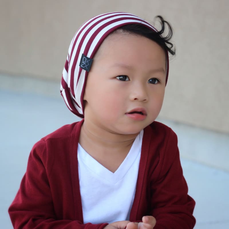 Burgundy Stripes | Jersey Knit Beanie - Beanies