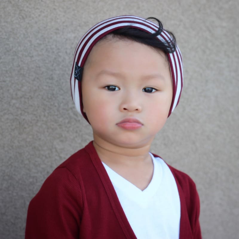 Burgundy Stripes | Jersey Knit Beanie - Beanies