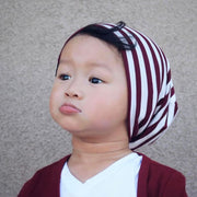 Burgundy Stripes | Jersey Knit Beanie - Beanies