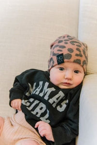 Clay/Black Cheetah Print | Cozy Sweater Knit Beanie - Beanies